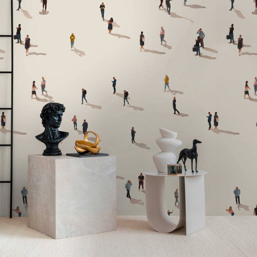 Papier peint photo Urban gens beige multicolore - papier peint intissé moderne pour salon & bureau