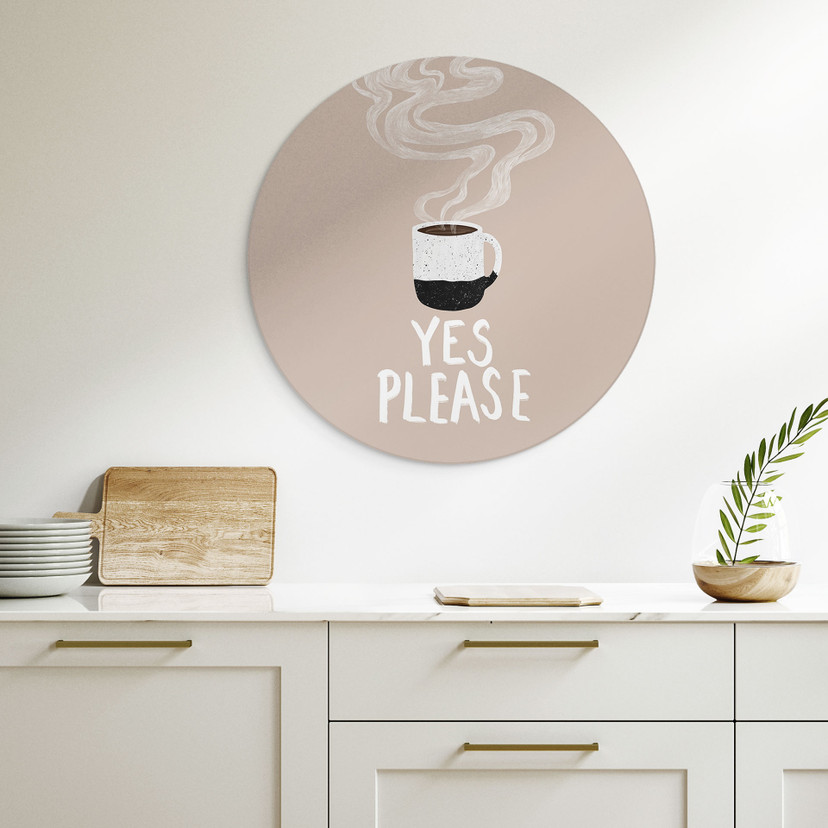 Fototapet Varm kop kaffe om morgenen - EMELIEmaria - rund – print på aluminium (Alu-Dibond)