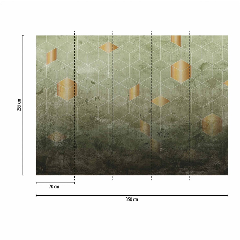 Papier peint design DTiles1 en vert bronze - revêtement mural Designwalls 2 - 2,55 x 3,5 m