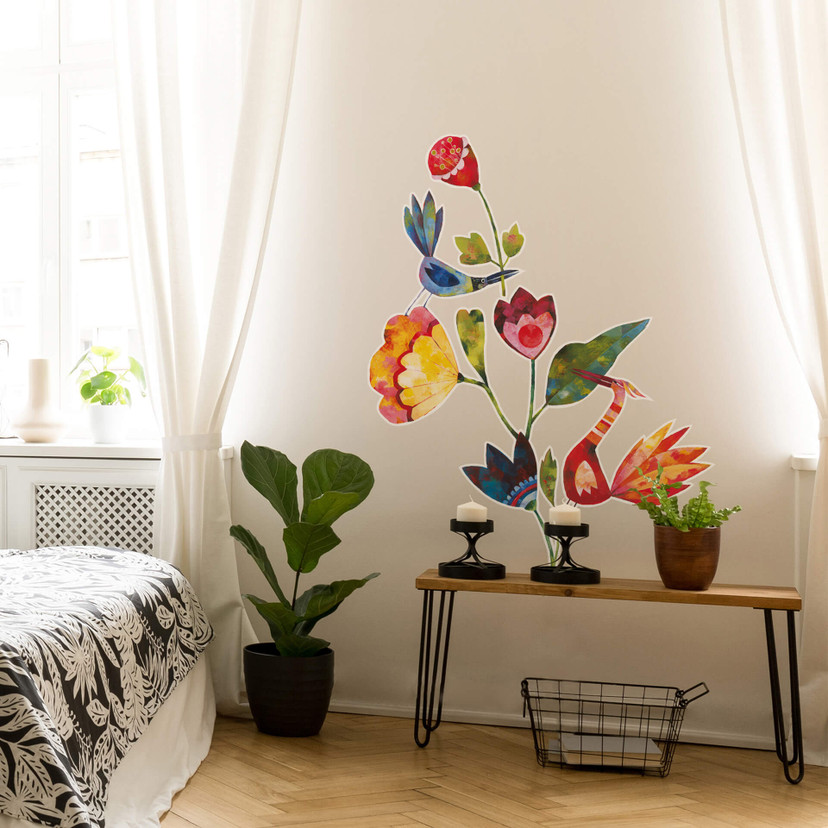 Wallsticker Blanz - Blomster og fugle