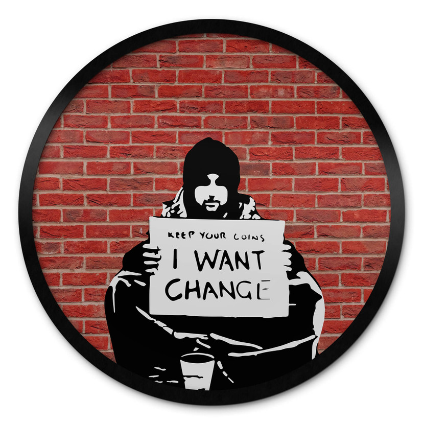 Plakat Banksy - Trzymaj monety - okrągły