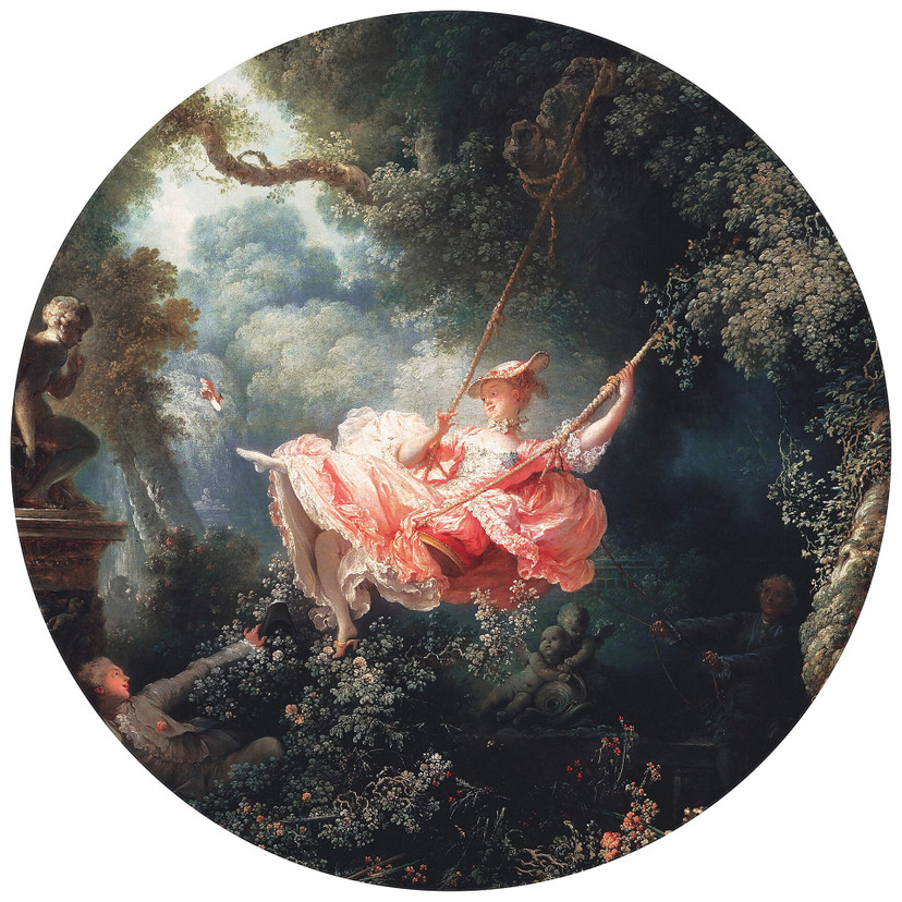Papier peint photo rond Fragonard - La balançoire - papier peint intissé/papier peint intissé autoco