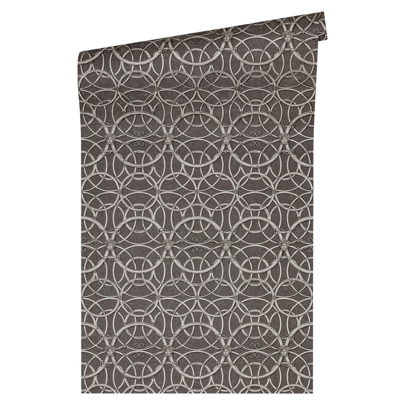 Versace Papier peint de designer - argent, Gris