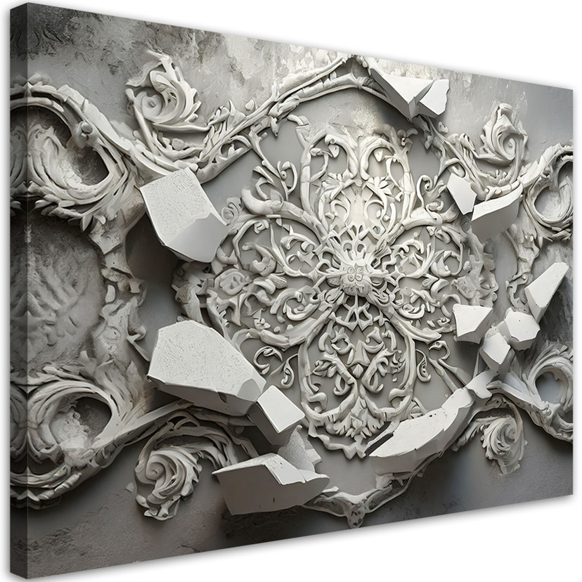 Leinwandbild Graue Abstraktion 3D