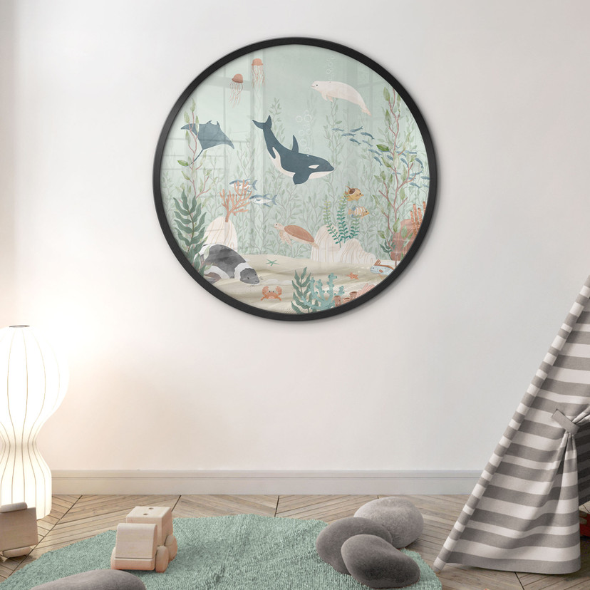 Poster Animaux marins au fond de l'océan - Oliver Robins - Rond