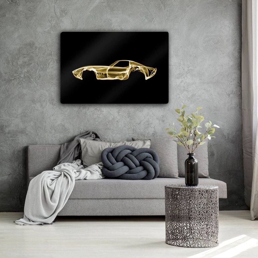 Glasschilderij Mielu - Yellow Car
