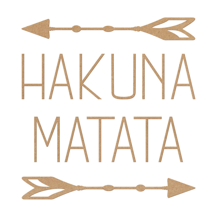 Drewniana dekoracja ścienna z napisem Hakuna Matata ze strzałkami - MDF natura