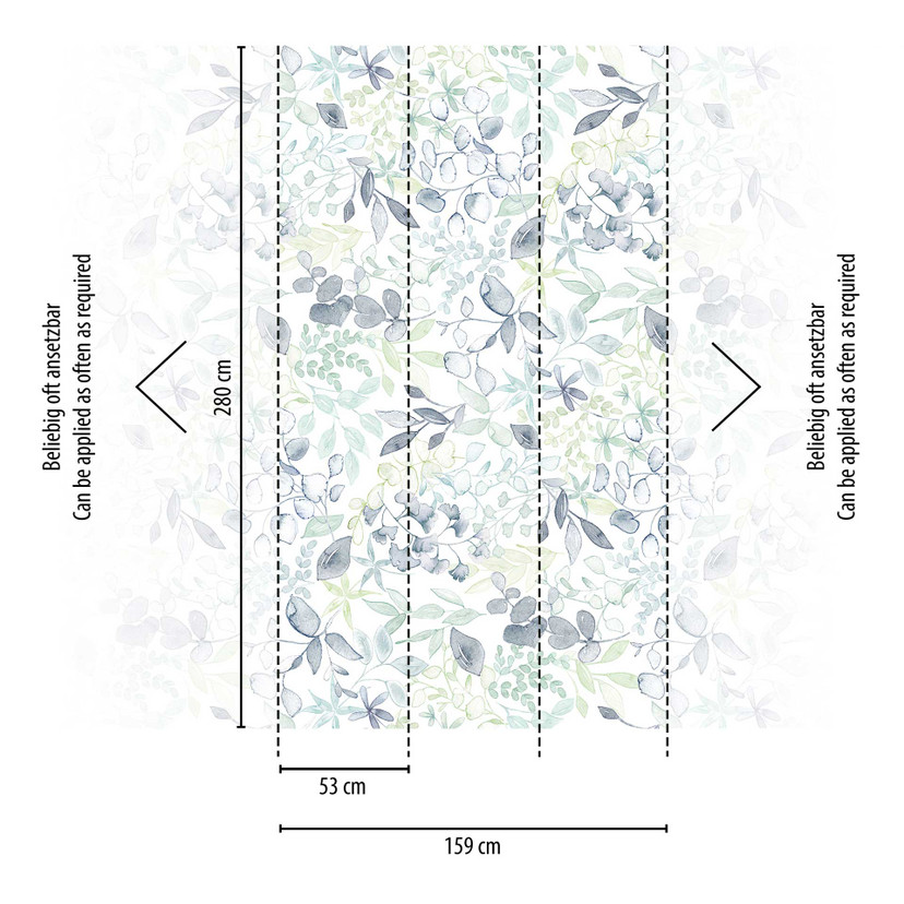 Papier peint intissé à motifs d'eucalyptus bleu vert - papier peint à motifs floraux - papier peint