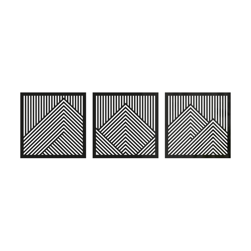 dekoracja ścienna 3D górski krajobraz panele ścienne motyw drewna geometryczny (3-częściowy) - szkło