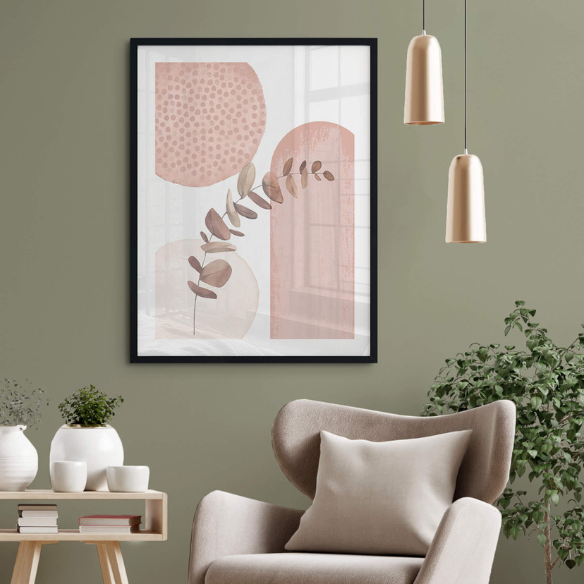Abstrakcyjny plakat - Moss - Boho w różu