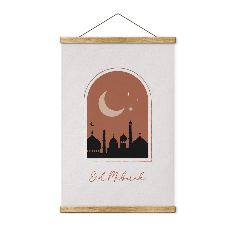 Obraz tkaniny Eid Mubarak w nocy