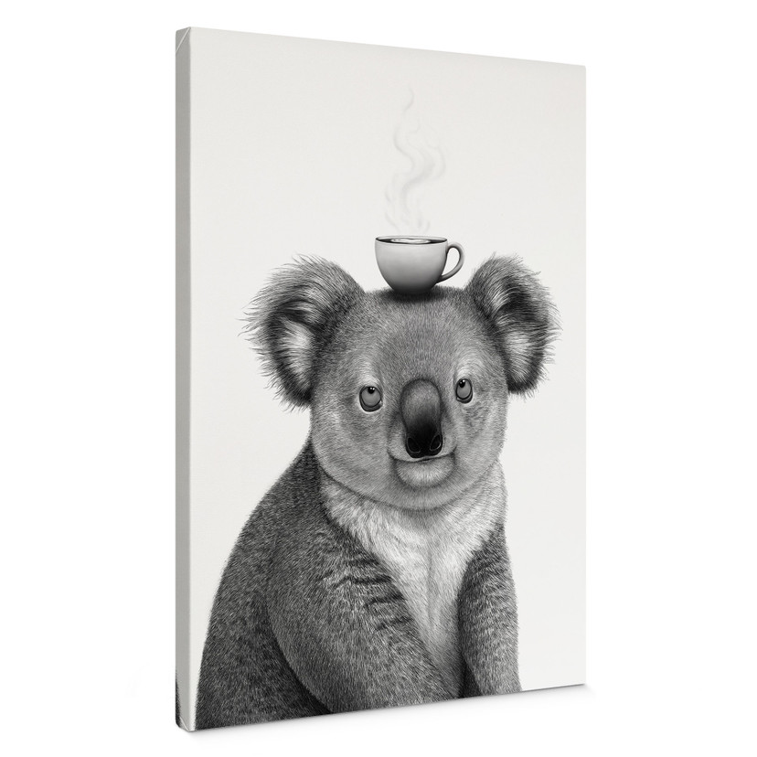 Canvas schilderij Koalabeer met koffie - Korenkova
