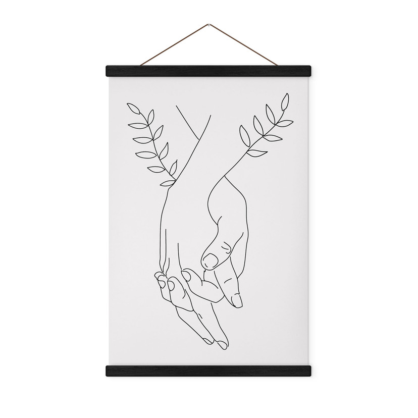 Obraz tkaniny Line Art - Kochankowie trzymający się za ręce - Lizde