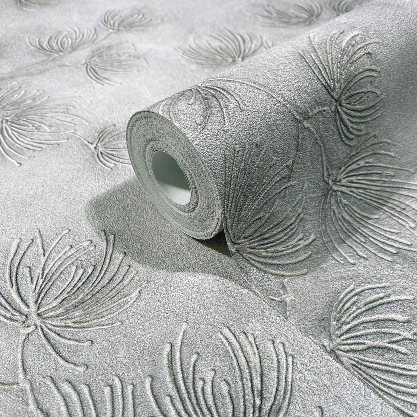 Tapeta z włókniny kwiaty, beton floral nature matowa w kolorze szarym