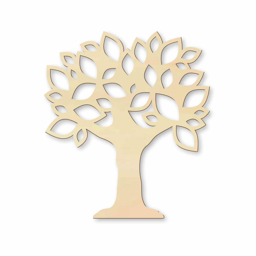 Décoration en bois -  Arbre avec feuilles - Placage de peuplier