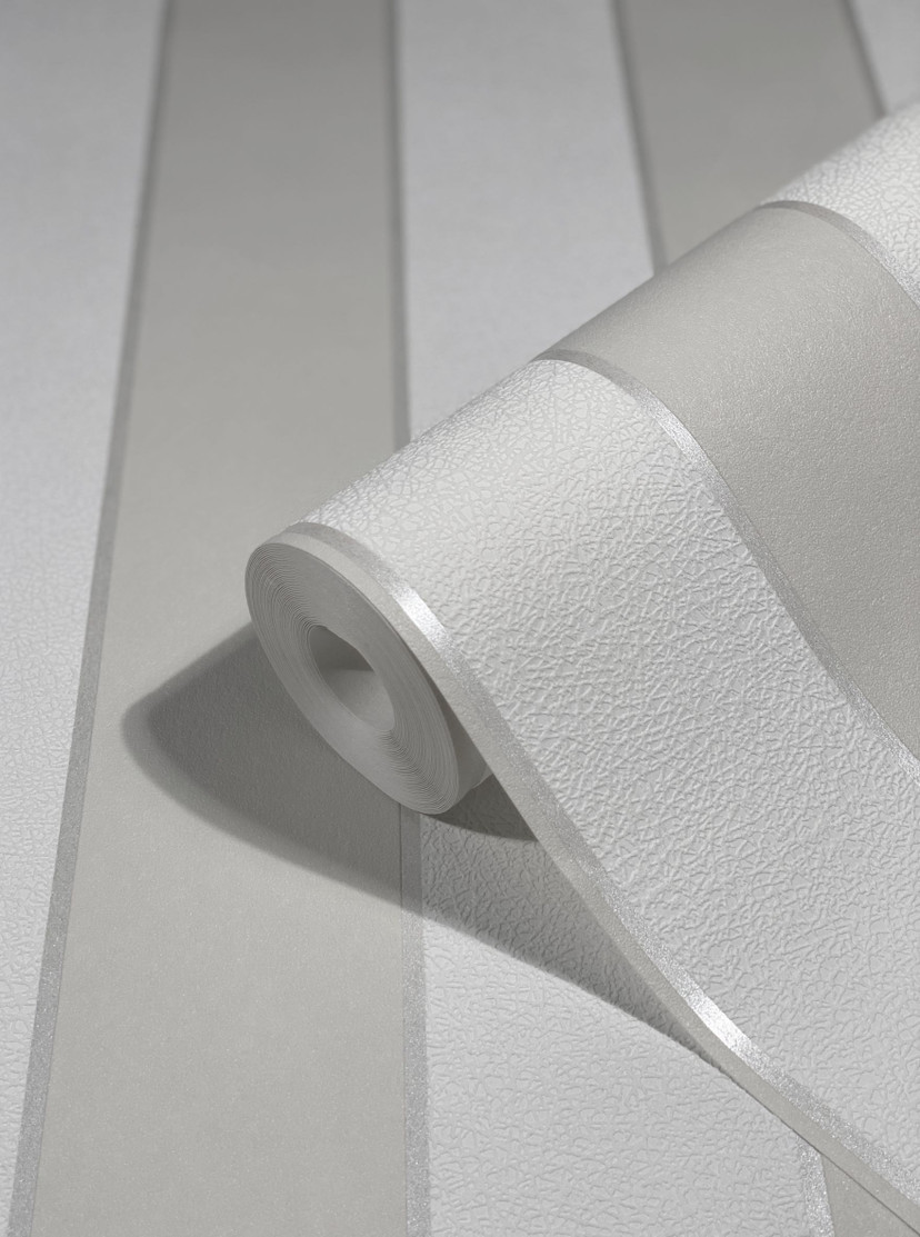 Strækket tapet, non-woven vægbeklædning Novamur Yvi hvid, beige