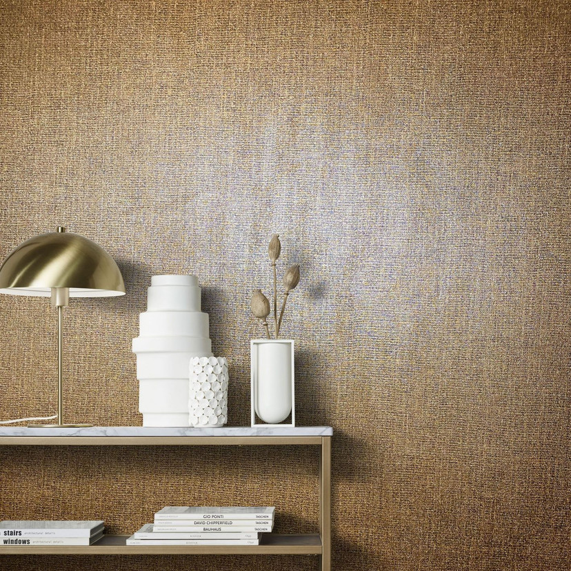 Tekstureret, non-woven Natural Opulence tapet i kobber
