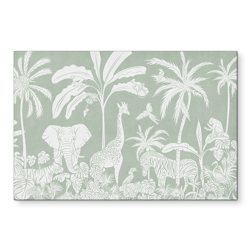Tableaux animaux de la jungle en vert tropical - Kikki Belle - Alu-Dibond