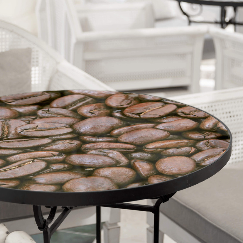 Plateau de table en verre - Arôme de café - Rond