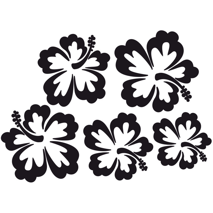 Wallsticker Hibiscus Blomster 5-dele Sæt