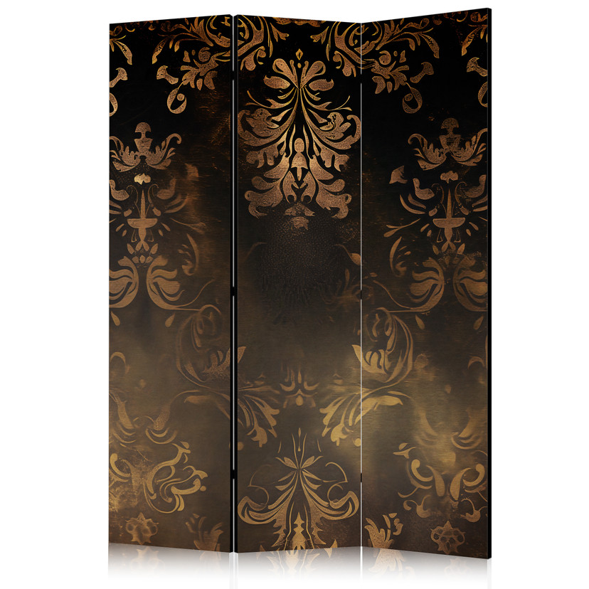 Paravent, Raumteiler freistehend, Trennwand - Baroque Ornaments in Patinated Gold and Bronze - Retro