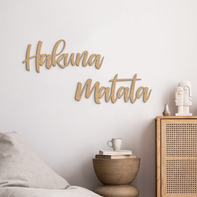Dekoracja drewniana napis Hakuna Matata - MDF natura (2 części)