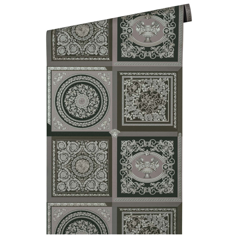 Designerska tapeta Versace Home luksusowa barokowa tapeta z włókniny srebrnoszara tapeta z klasyczny