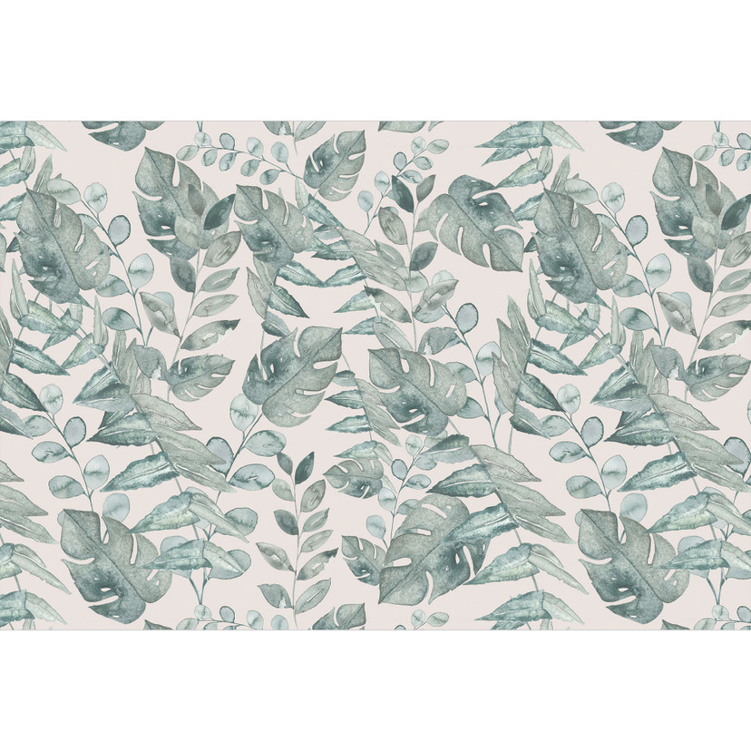 Plantes Papier peint photo feuilles de jungle aquarelle crème - Bloomery Decor