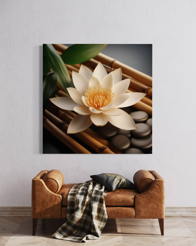 Leinwandbild Steine Zen Blumen