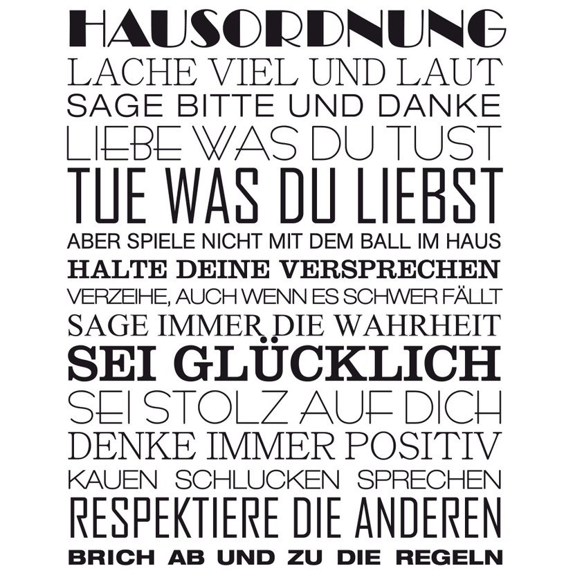Wandtattoo Hausordnung