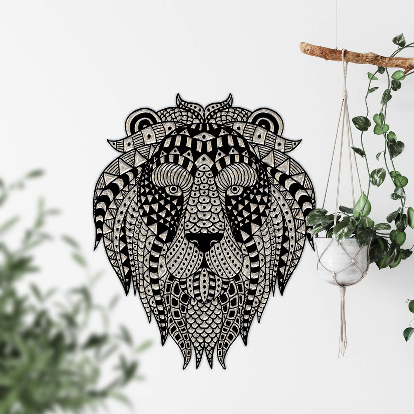 Muursticker Metallic Leeuw