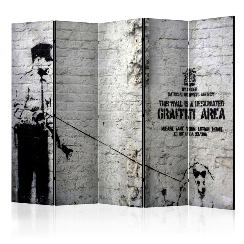 Skærm til rumdeling - Graffiti zone, 5-delt - 225x172 cm