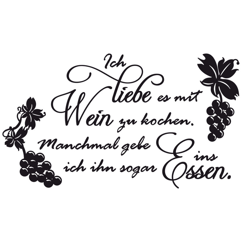 Wandtattoo Ich liebe es mit Wein zu kochen...