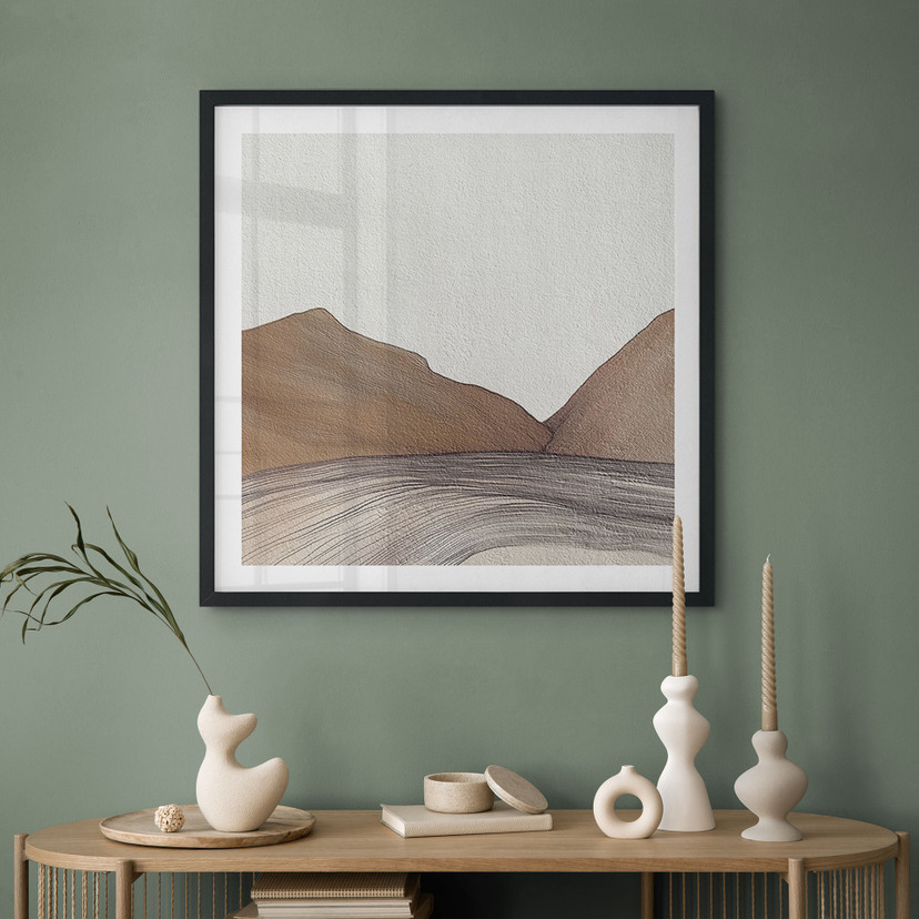 Poster Line Art Montagnes et Désert | Art Minimal - Alma - Carré