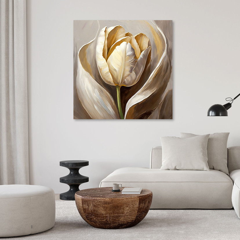 Leinwandbild Tulpenblumen wie handgemalt