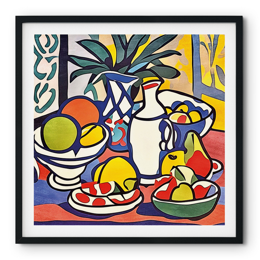 Plakat Mleko i owoce - inspirowany Matisse'em - Zamart - Kwadrat