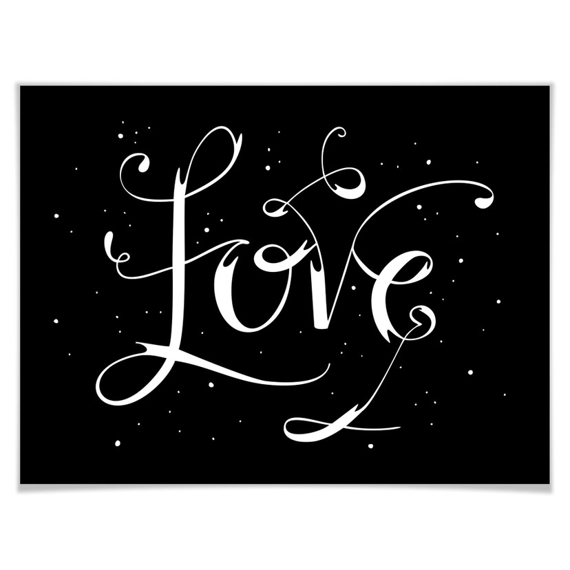 Plakat Handlettering Love - czarny negatyw