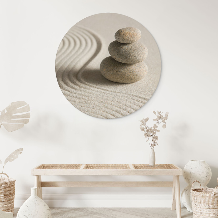 Billede Stone in Sand 2 - rund – print på aluminium (Alu-Dibond)