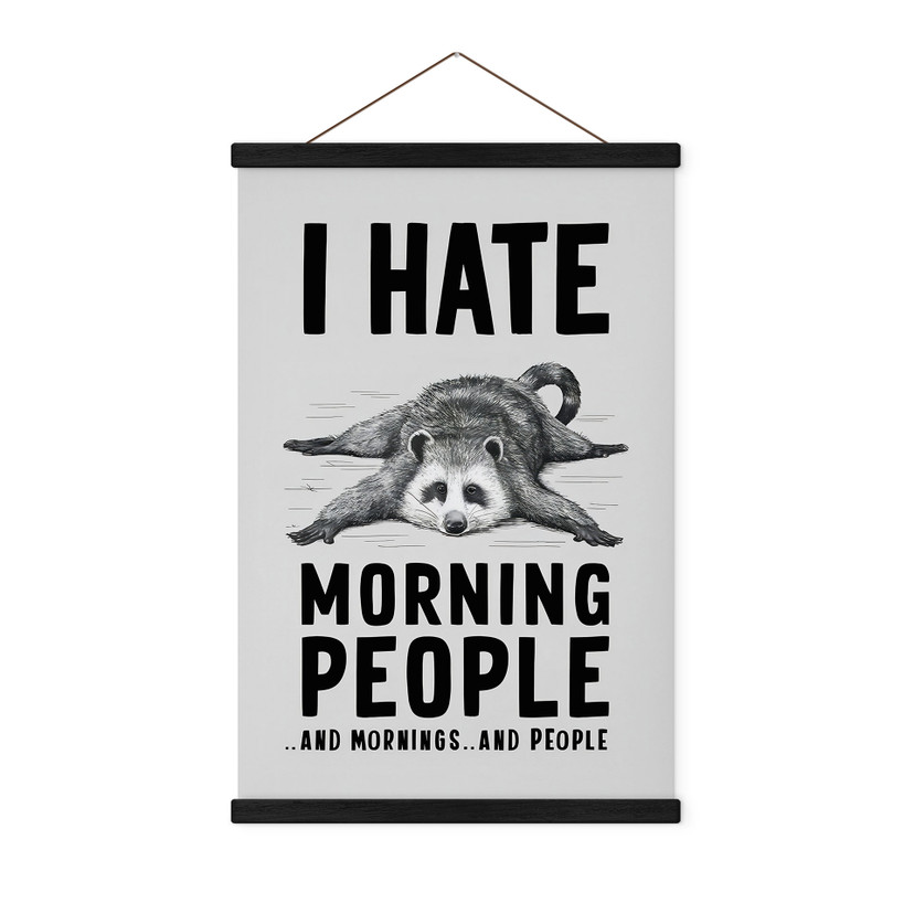 Stoffbild I hate morning people - Waschbär - Magnusson
