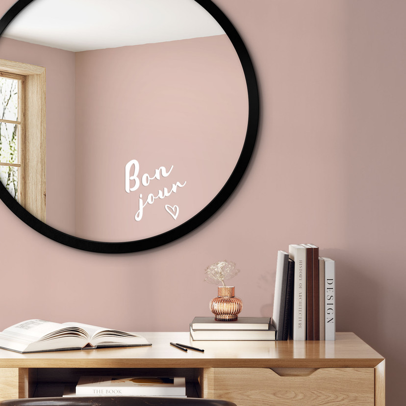 Wallsticker Spejlklistermærke bon jour + hjerte