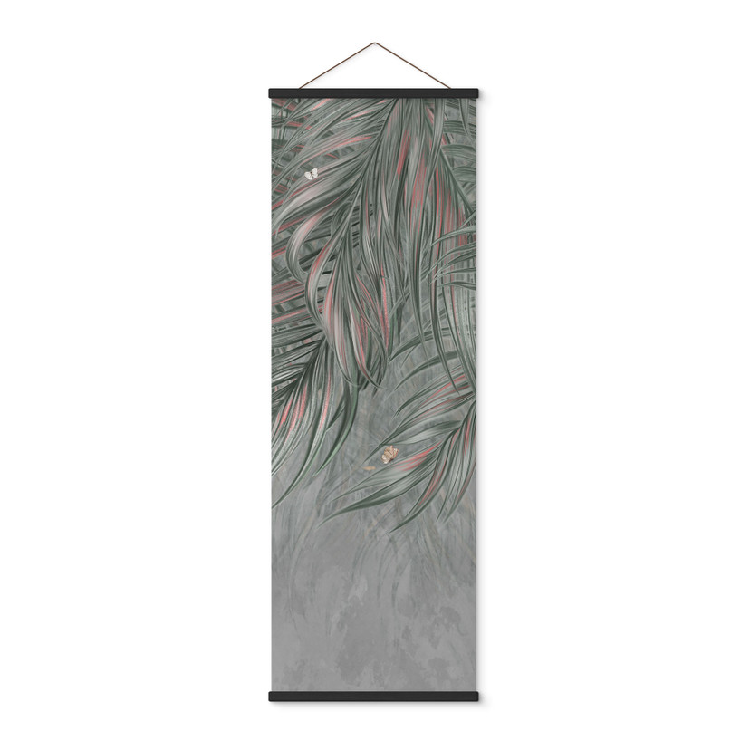 Textielposter Exotische palmbladeren roze-groen - Ms Tiff - Panorama