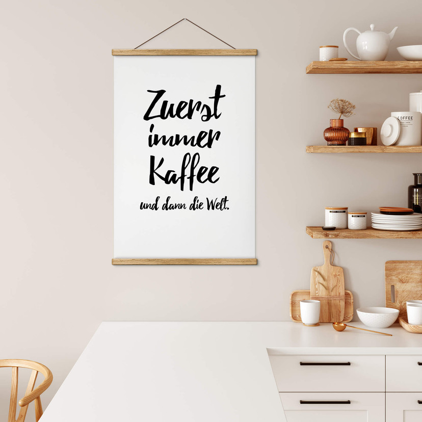 Stoffbild Zuerst immer Kaffee und dann die Welt