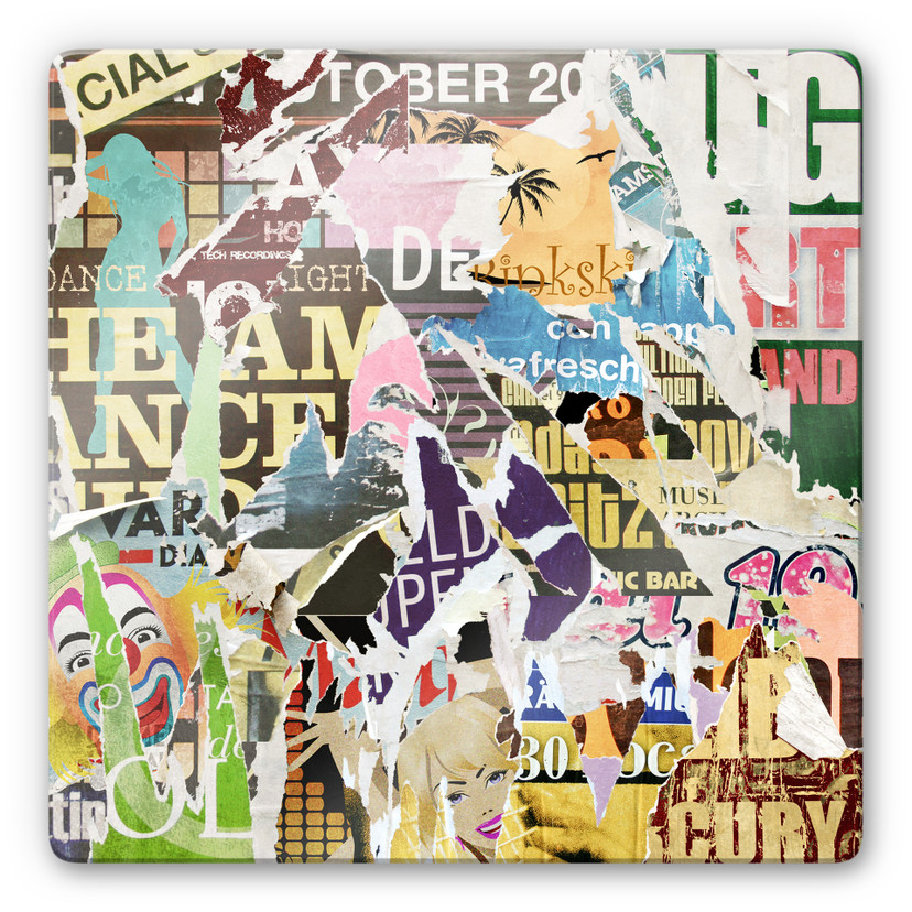 Tableau en verre - Poster déchiré 2 - carré