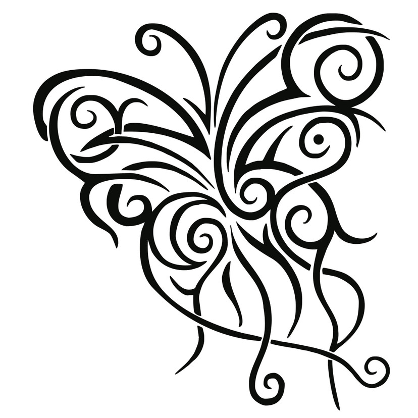 Wallsticker Tribal Sommerfugl