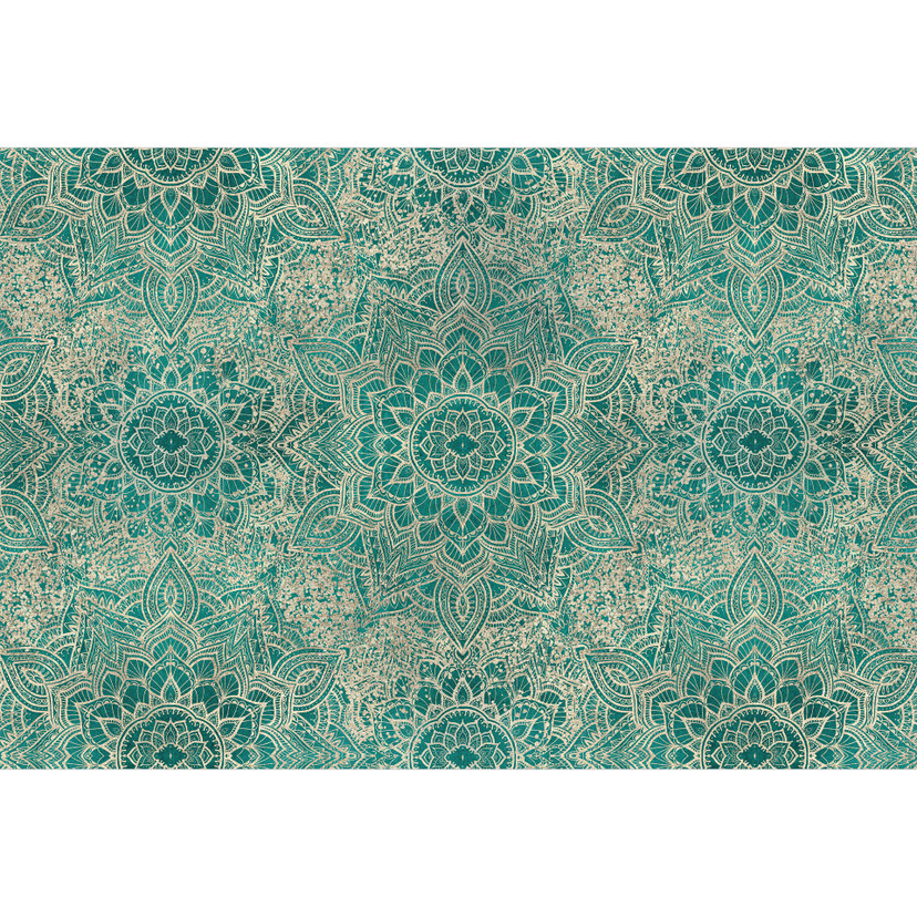 Ornements Papier peint photo Mandala Boho or-vert - Décorations Bloomery