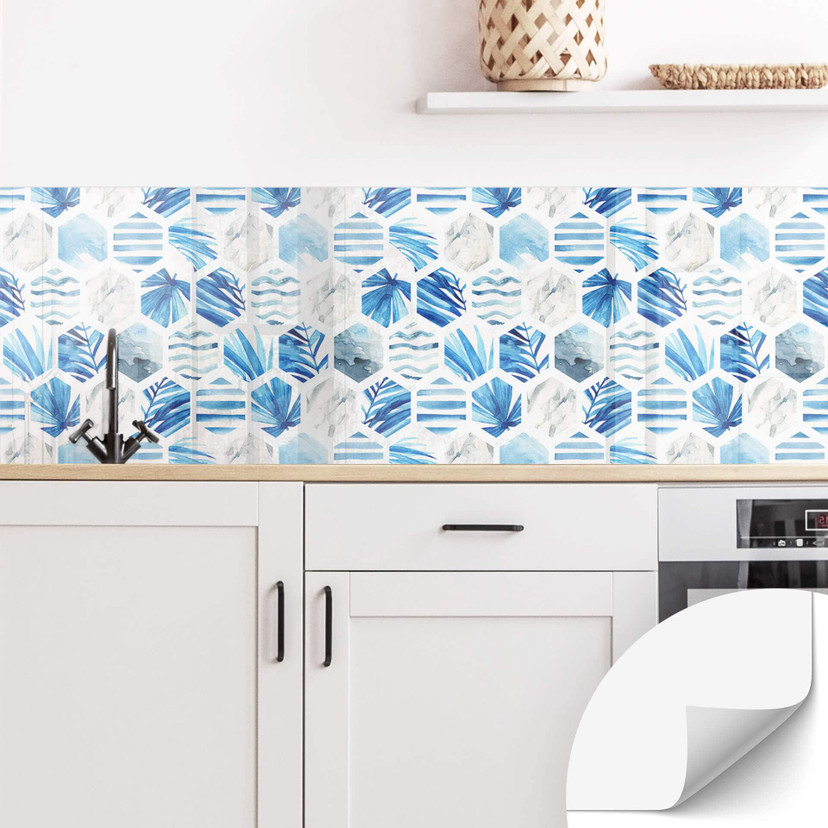 Rivestimento cucina autoadesivo Acquerello - Onde