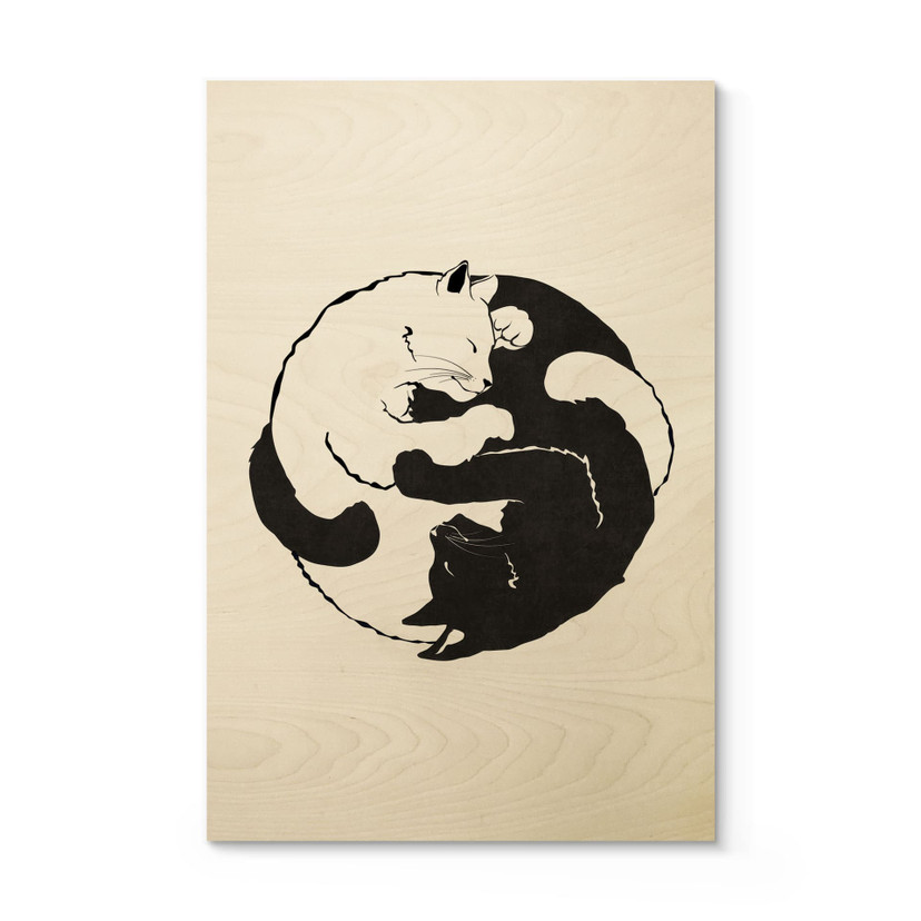 Gatti immagine in legno Ying & Yang - Tunaboylu