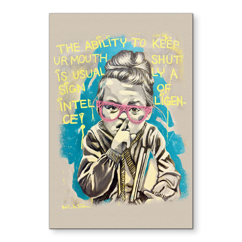 Stampa per pareti Il Silenzio Mostra Intelligenza Pop Art - Habib - Alu-Dibond