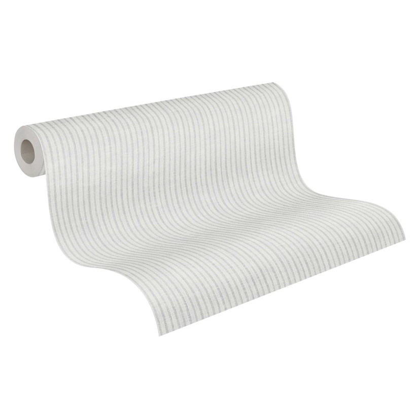 Papier peint rayé gris crème - papier peint intissé Kunst A.S. Création - mat et légèrement structur
