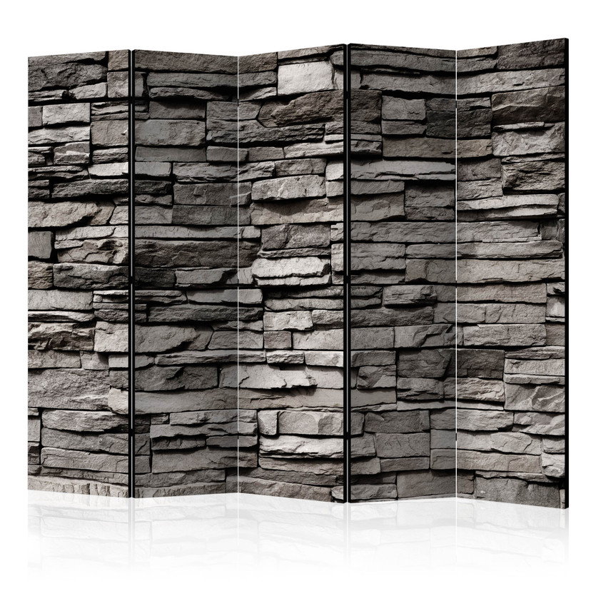 Skærm til rumopdeling - stenfacade, 5-delt - 225x172 cm